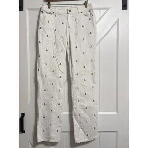 Lilly Pulitzer Sailor Pants Womens 8 White Anchor Embroidered Nautical Preppy